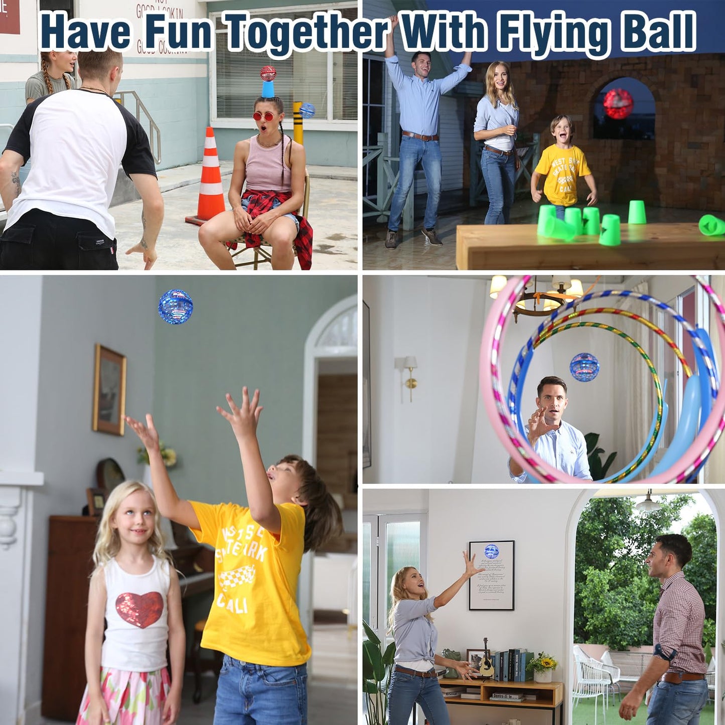 MERRYHOME Flying Orb Ball Toys | 360° Hand-Controlled Drone Orbit for Kids 6+ (Blue)
