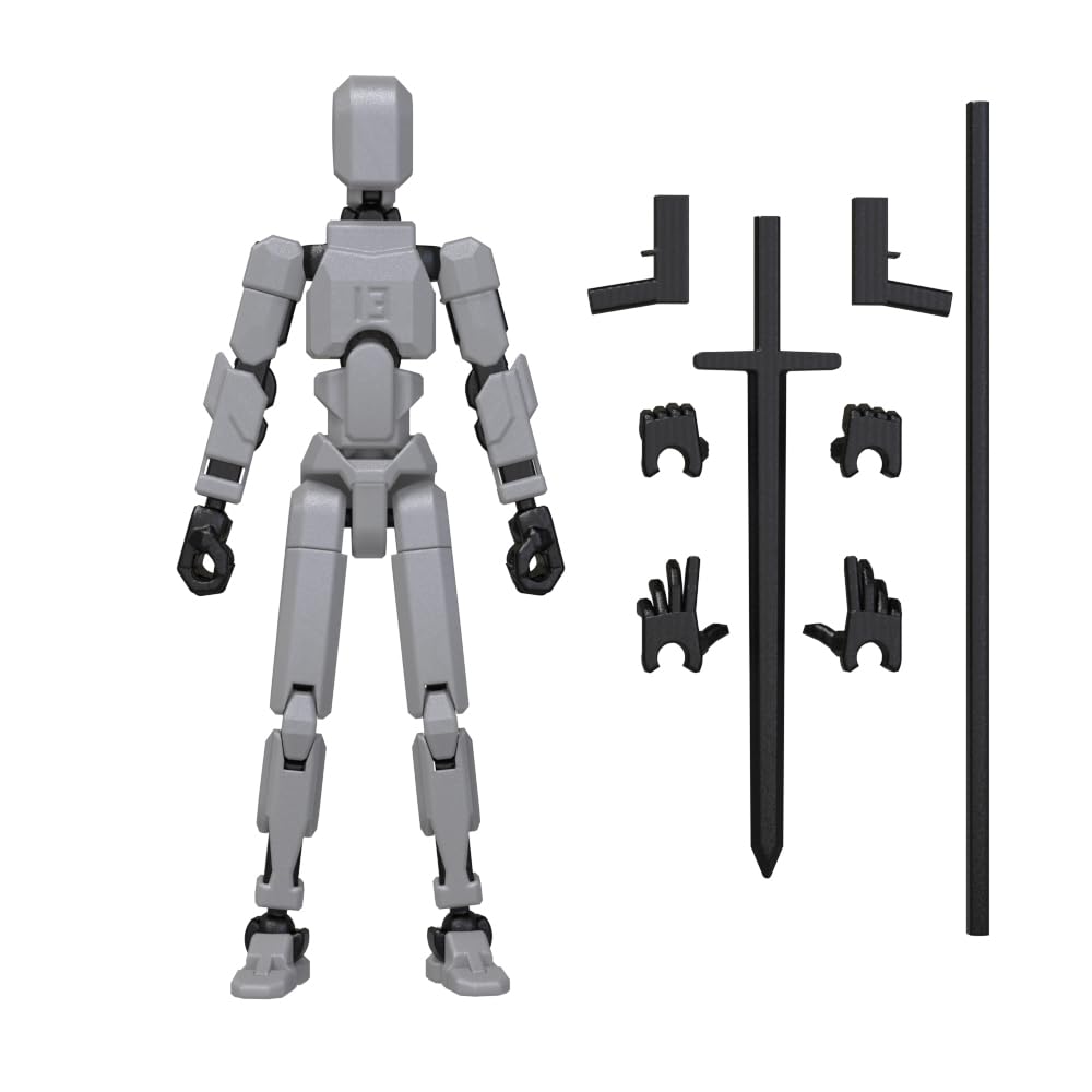 MerryXD T13 3D Action Figure – Fully Articulated Titan 13 with Movable Joints (Grey)