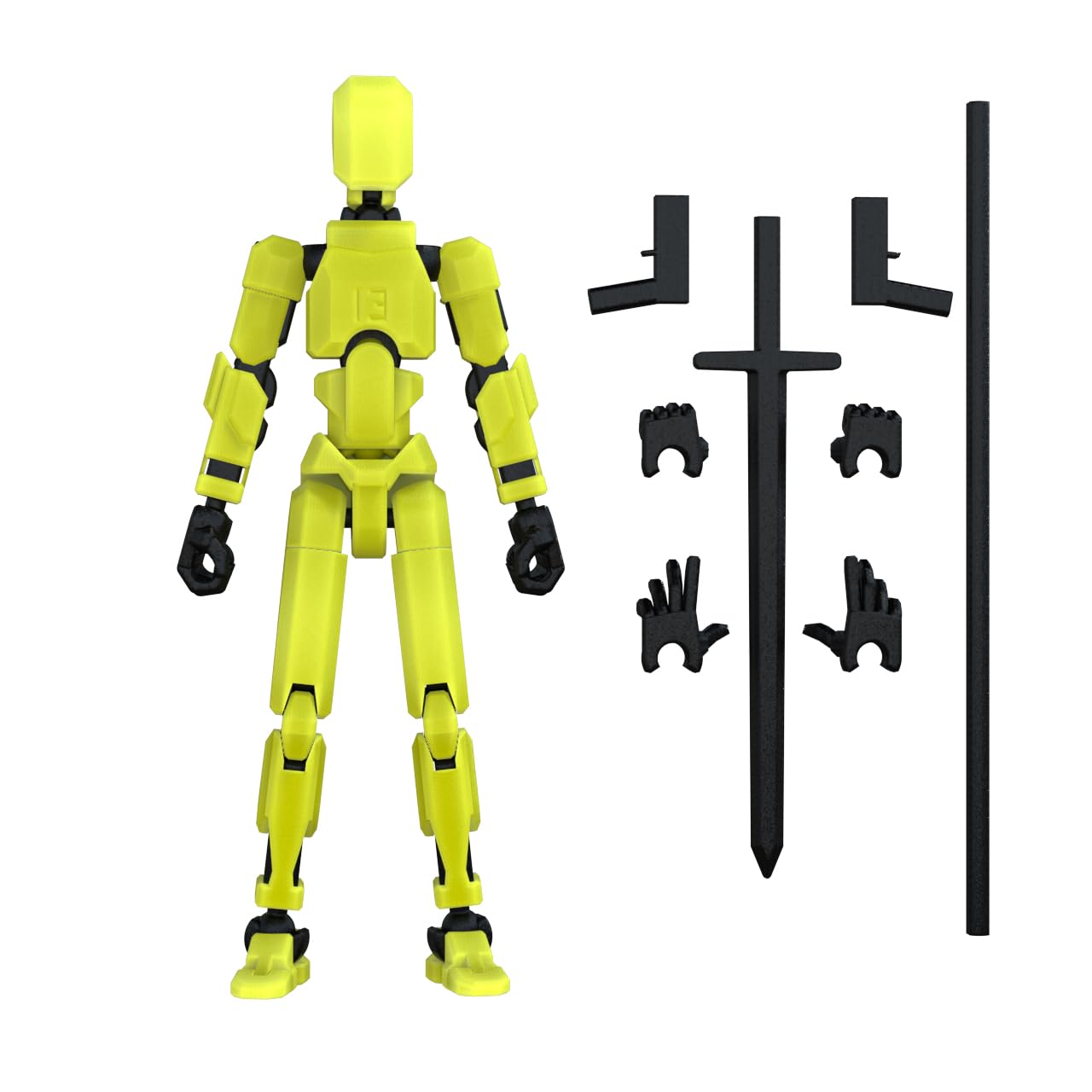 MerryXD T13 3D Action Figure — Fully Articulated Lucky 13 Toy, Glow Yellow