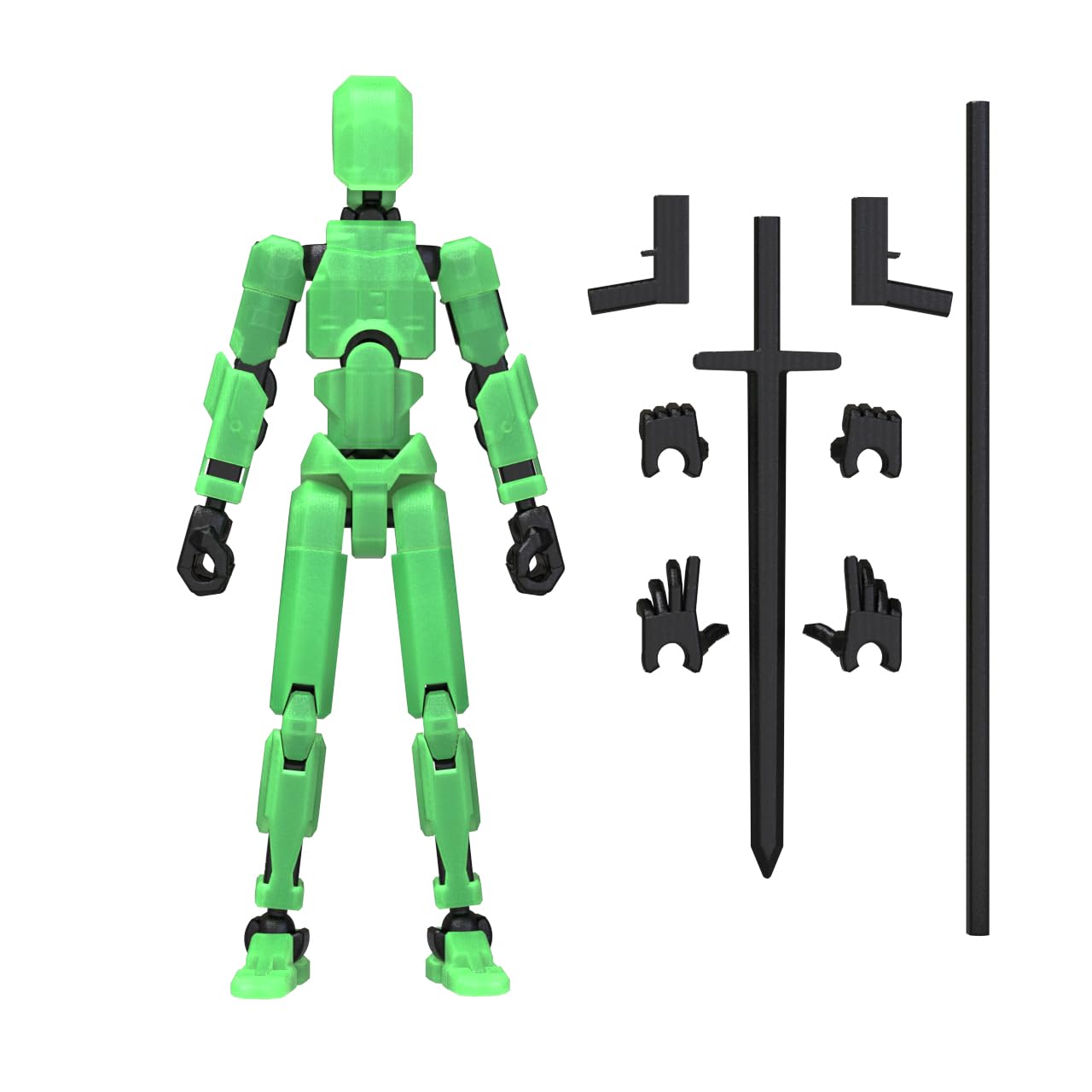 MerryXD T13 3D Action Figure – Fully Articulated Nova Titan, Glow-in-the-Dark Green