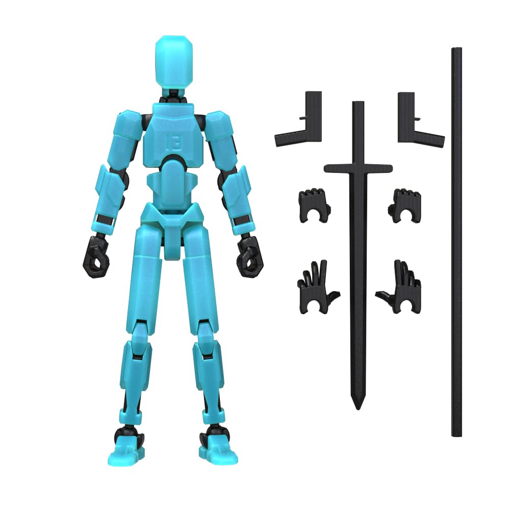 MerryXD T13 3D Action Figure – Fully Articulated Nova Titan 13, Glow-in-the-Dark Blue