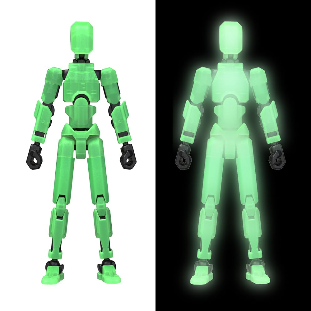 MerryXD T13 3D Action Figure – Fully Articulated Nova Titan, Glow-in-the-Dark Green