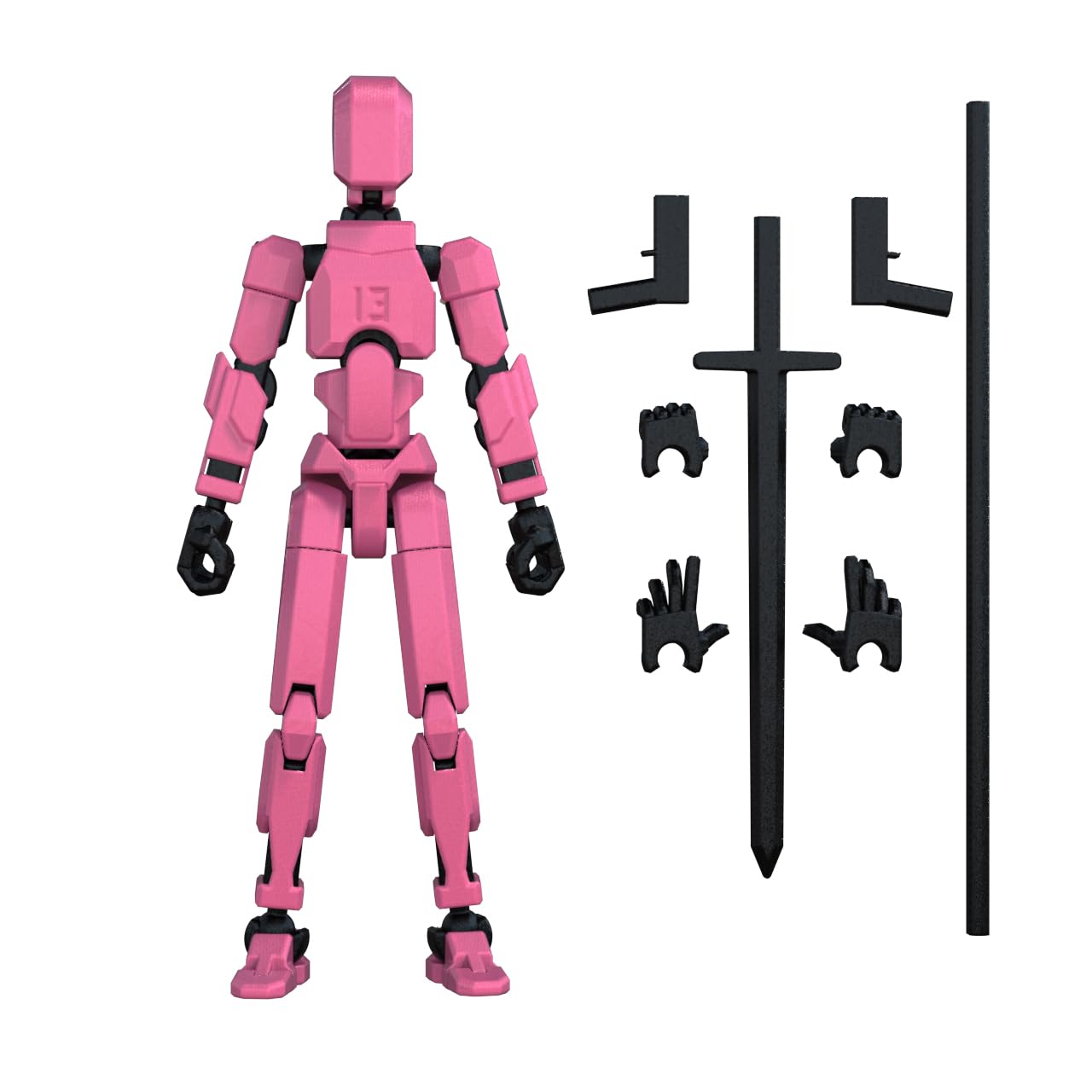 MerryXD T13 3D Printed Action Figure – Fully Articulated Titan, Pink