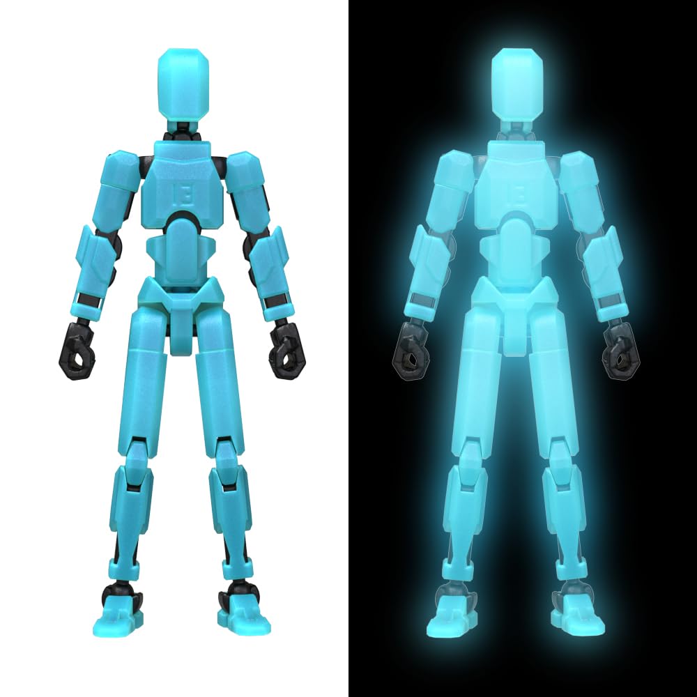MerryXD T13 3D Action Figure – Fully Articulated Nova Titan 13, Glow-in-the-Dark Blue
