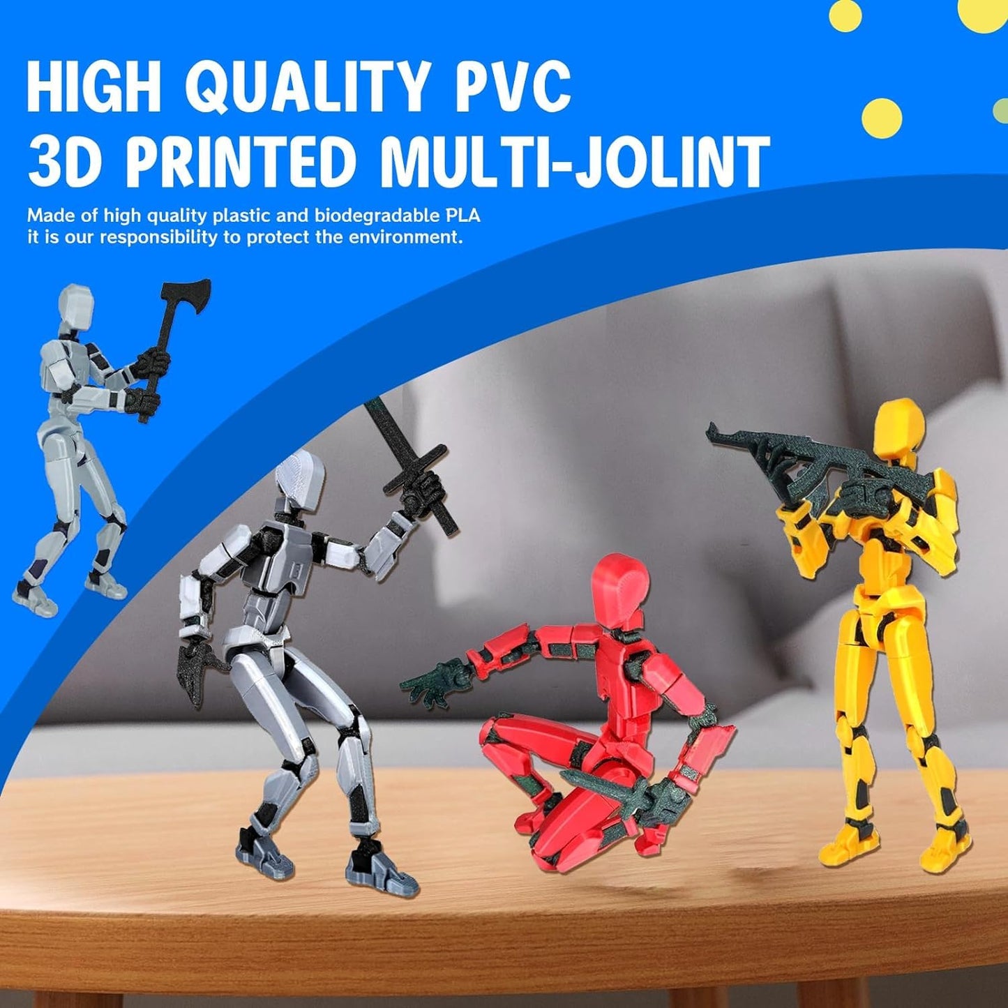MerryXD T13 3D Printed Action Figure – Fully Articulated Nova Titan Blue