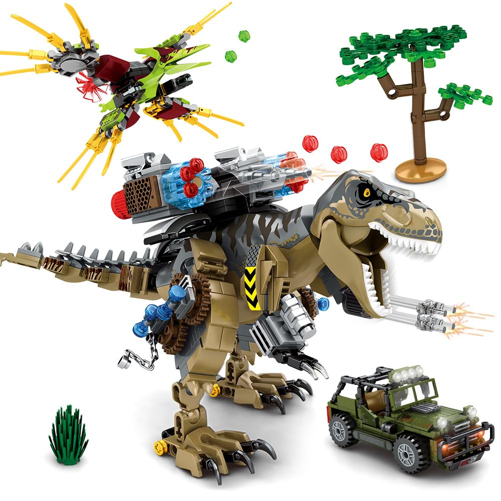Mesiondy 725-Piece Mechanical Dinosaur Building Blocks Set | Ages 6–14 | Dinosaur Park World Gift