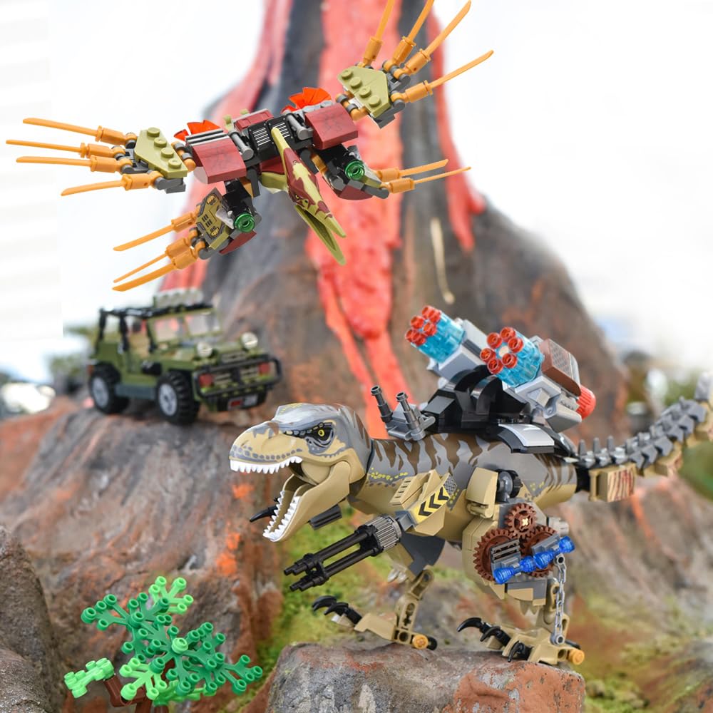 Mesiondy 725-Piece Mechanical Dinosaur Building Blocks Set | Ages 6–14 | Dinosaur Park World Gift