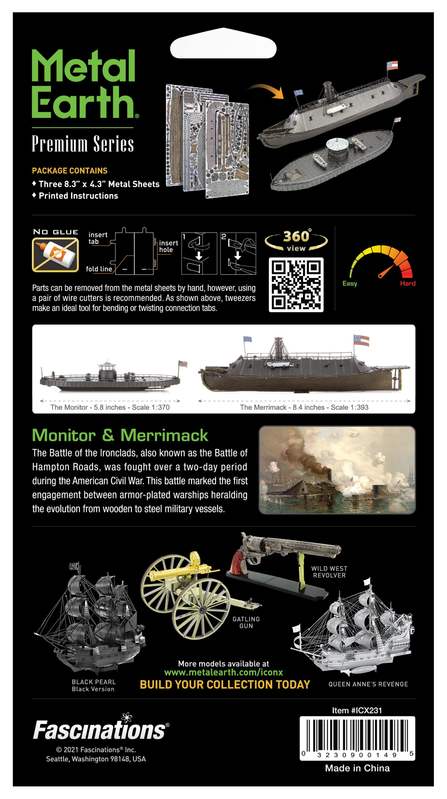 Metal Earth Fascinations Premium Series Monitor & Merrimack 3D Metal Model Kit