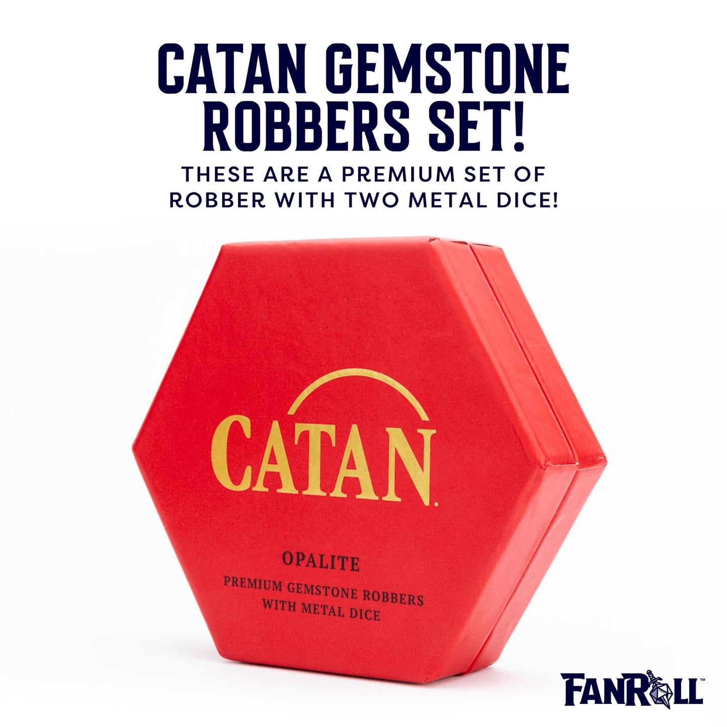 FanRoll Premium Opalite Robber & Metal Dice Set for CATAN | Metallic Dice Games