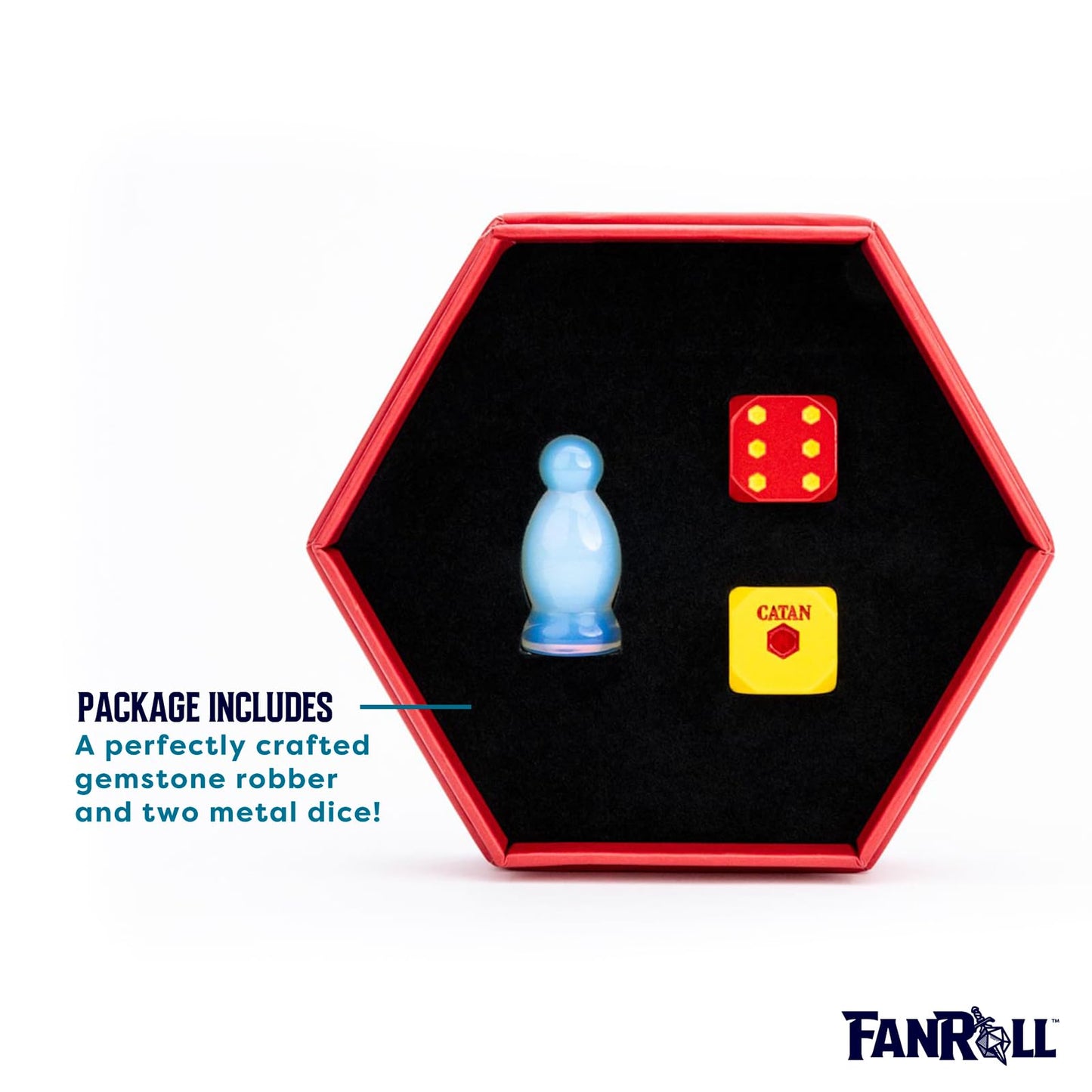 FanRoll Premium Opalite Robber & Metal Dice Set for CATAN | Metallic Dice Games