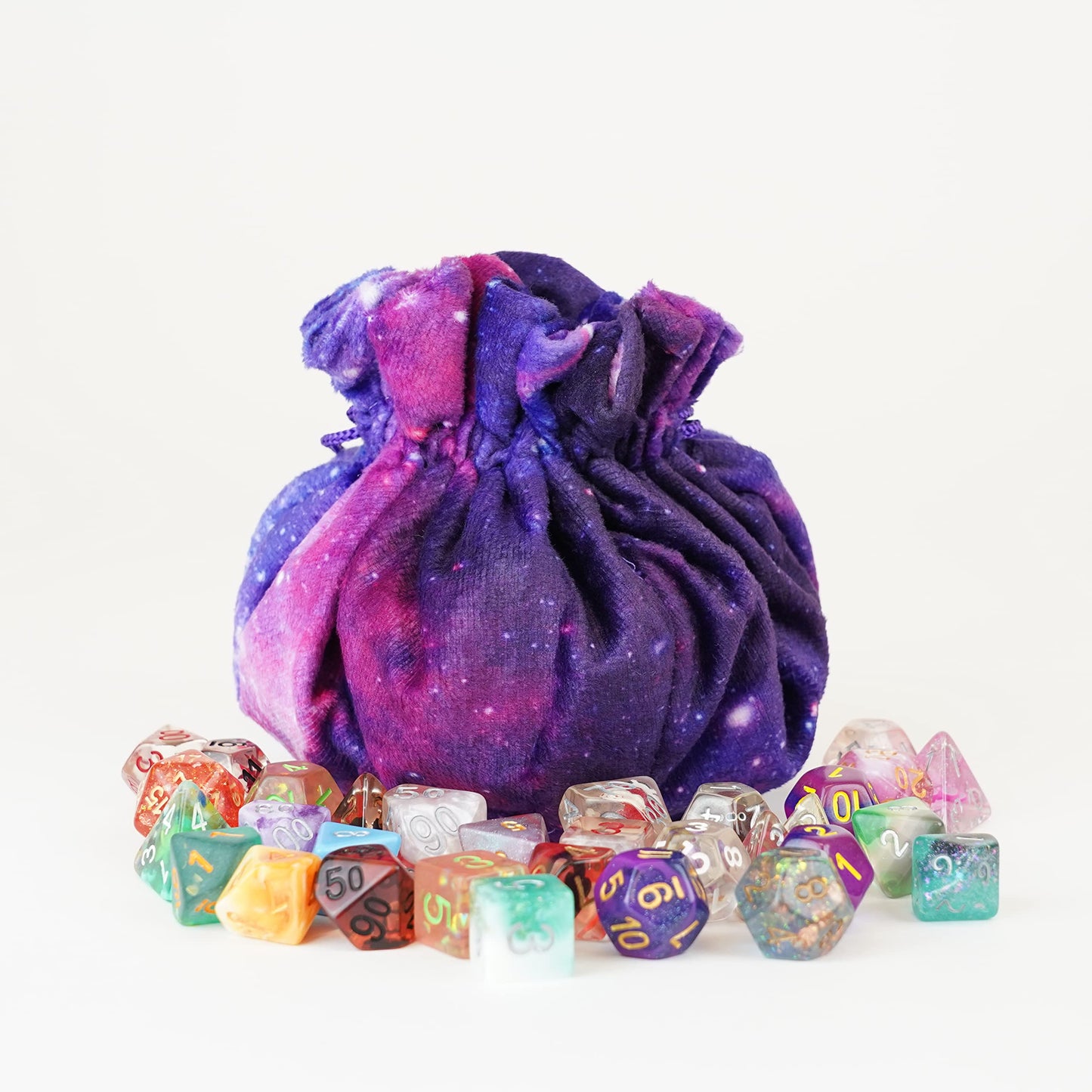 Metallic Dice Games FanRoll Velvet Compartment Dice Bag with Pockets – Nebula