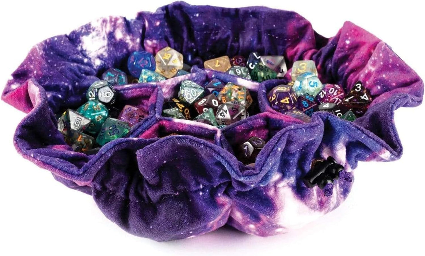 Metallic Dice Games FanRoll Velvet Compartment Dice Bag with Pockets – Nebula