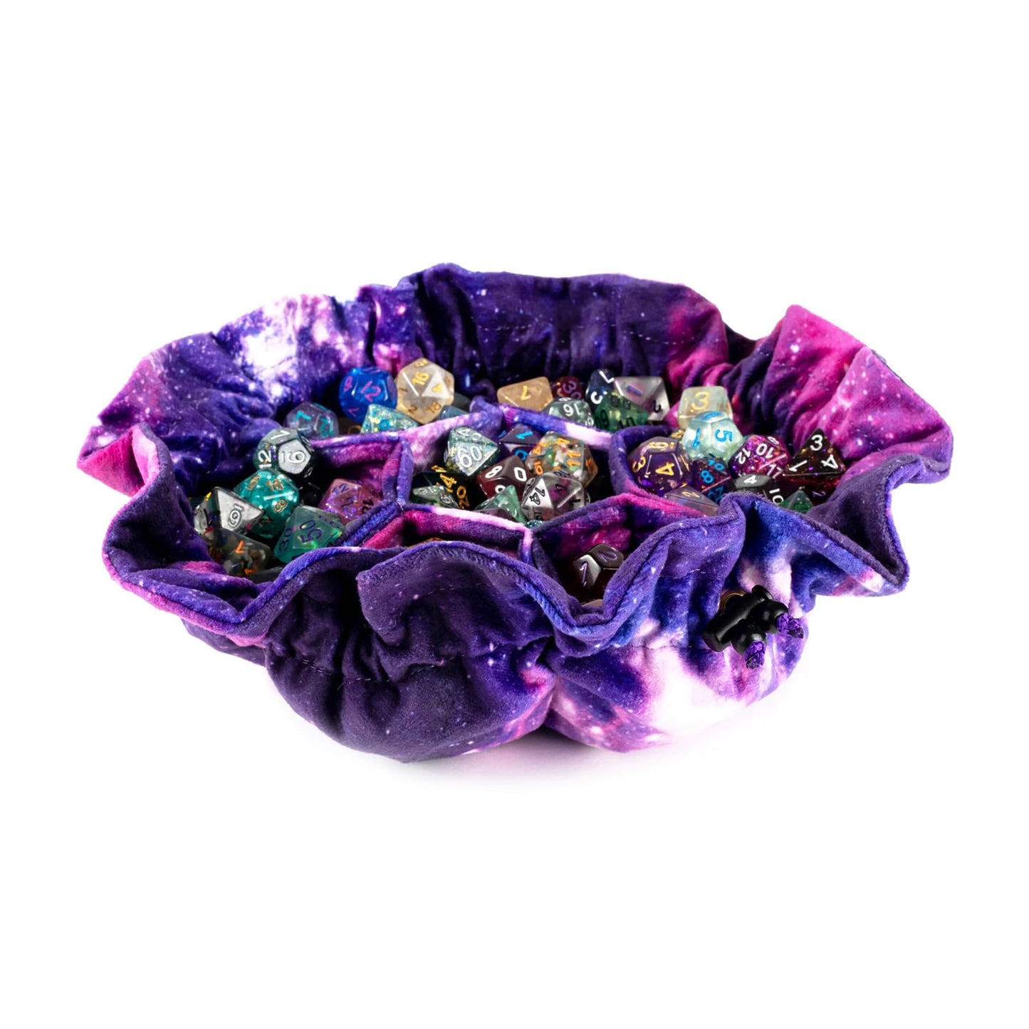 Metallic Dice Games FanRoll Velvet Compartment Dice Bag with Pockets – Nebula