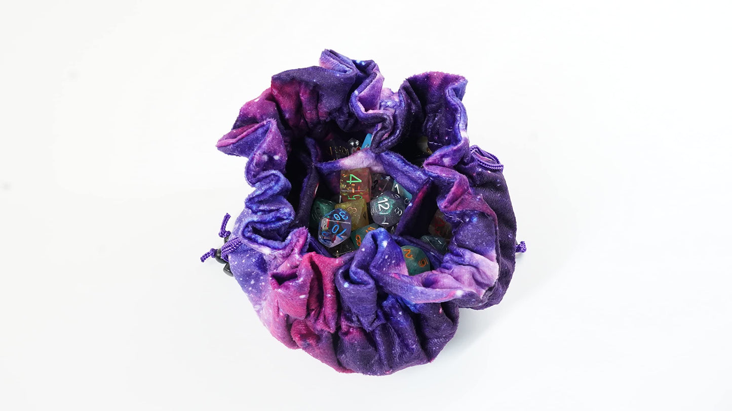Metallic Dice Games FanRoll Velvet Compartment Dice Bag with Pockets – Nebula