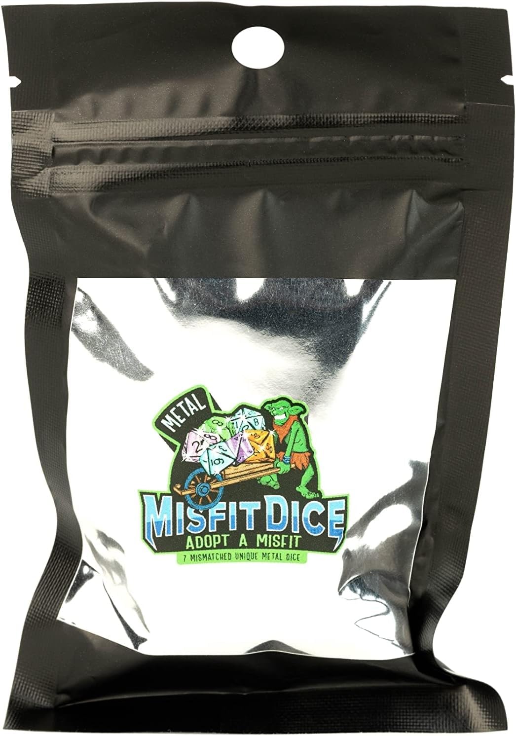 Metallic Dice Games FanRoll Mystery Misfit Metals — Bag of 7 16mm Zinc Metal Dice