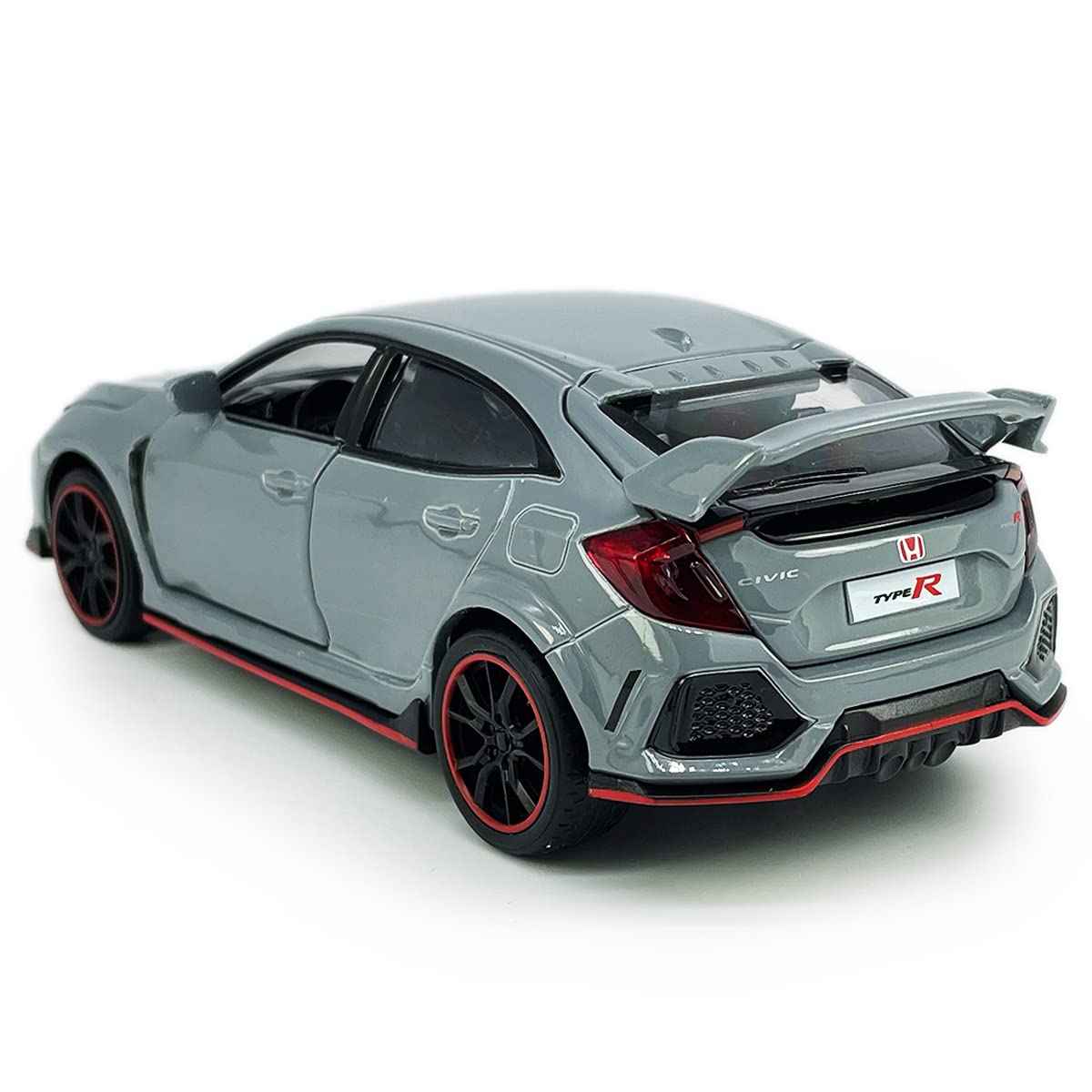 Metanyl Civic Type R Diecast Toy Car 1/32 Scale | Pull-Back, Lights & Sounds, Cement Grey