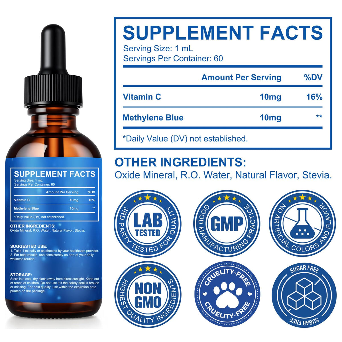 Methylene Blue Pharmaceutical Grade Drops – Brain Health & Energy