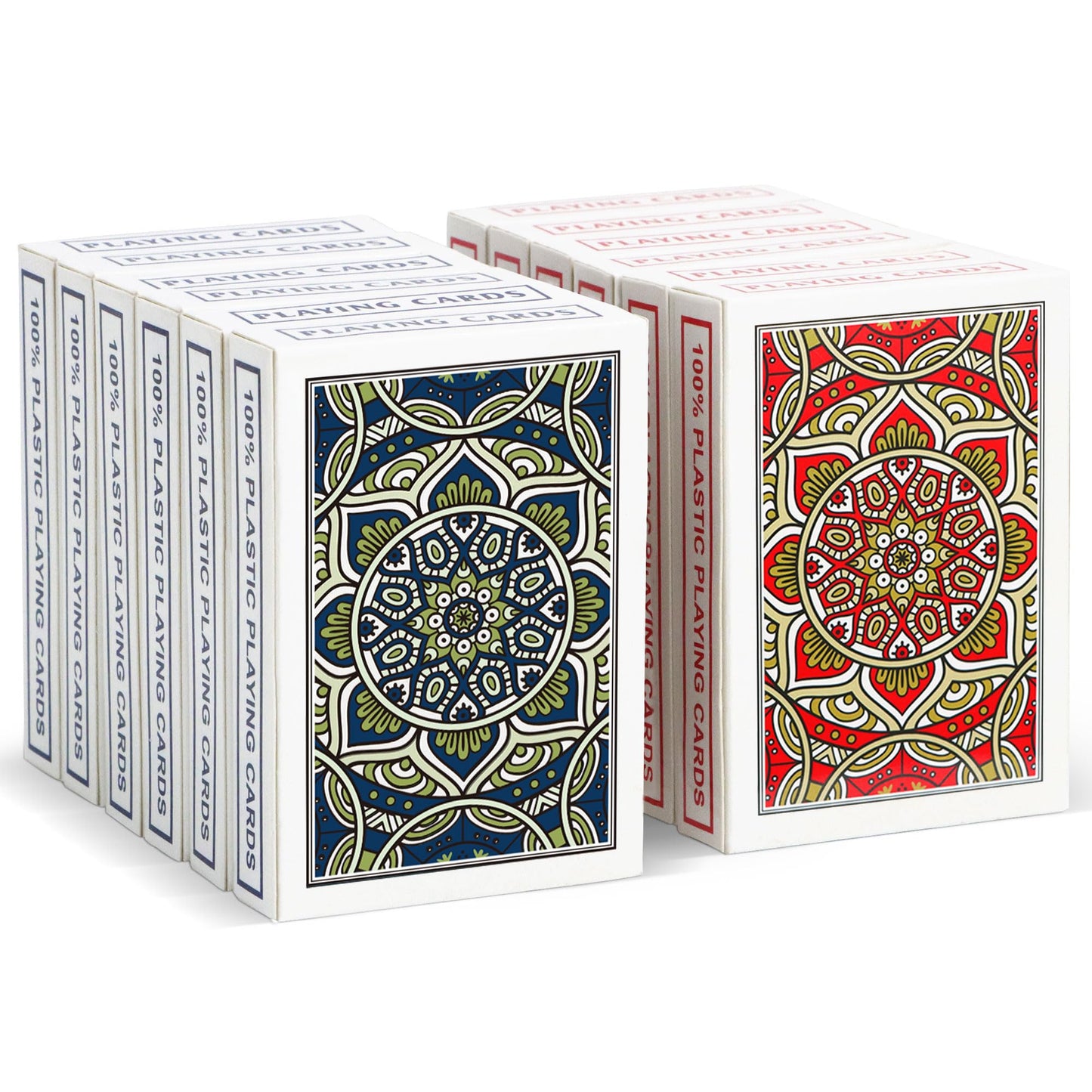 Metsyth 12 Pack Plastic Waterproof Playing Cards – Jumbo Large Print Poker Size (Blue & Red Backs)