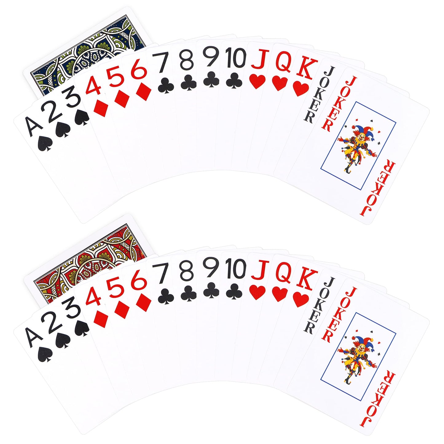 Metsyth 12 Pack Plastic Waterproof Playing Cards – Jumbo Large Print Poker Size (Blue & Red Backs)