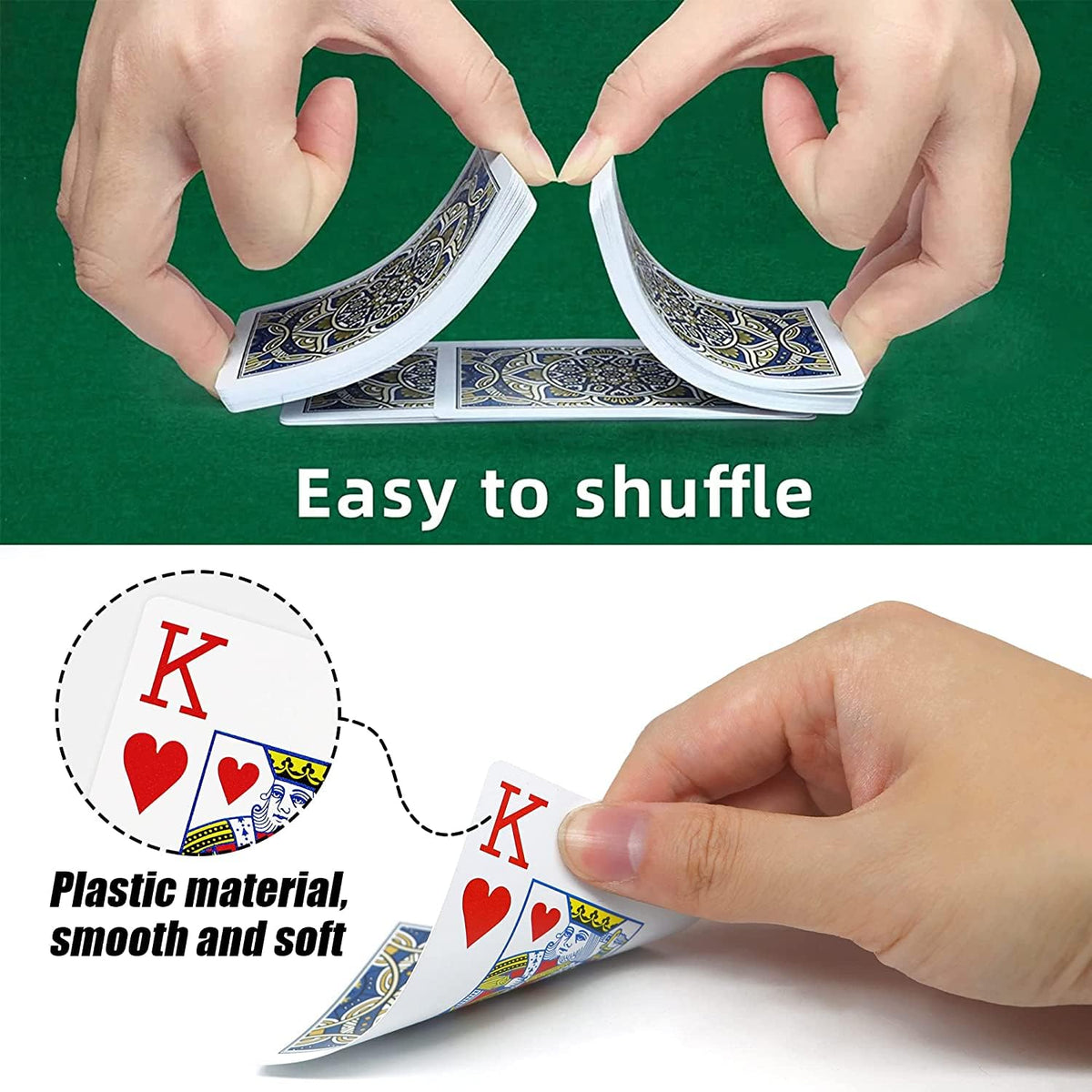 Metsyth Plastic Waterproof Playing Cards 4 Pack Jumbo Large Print Poker Cards