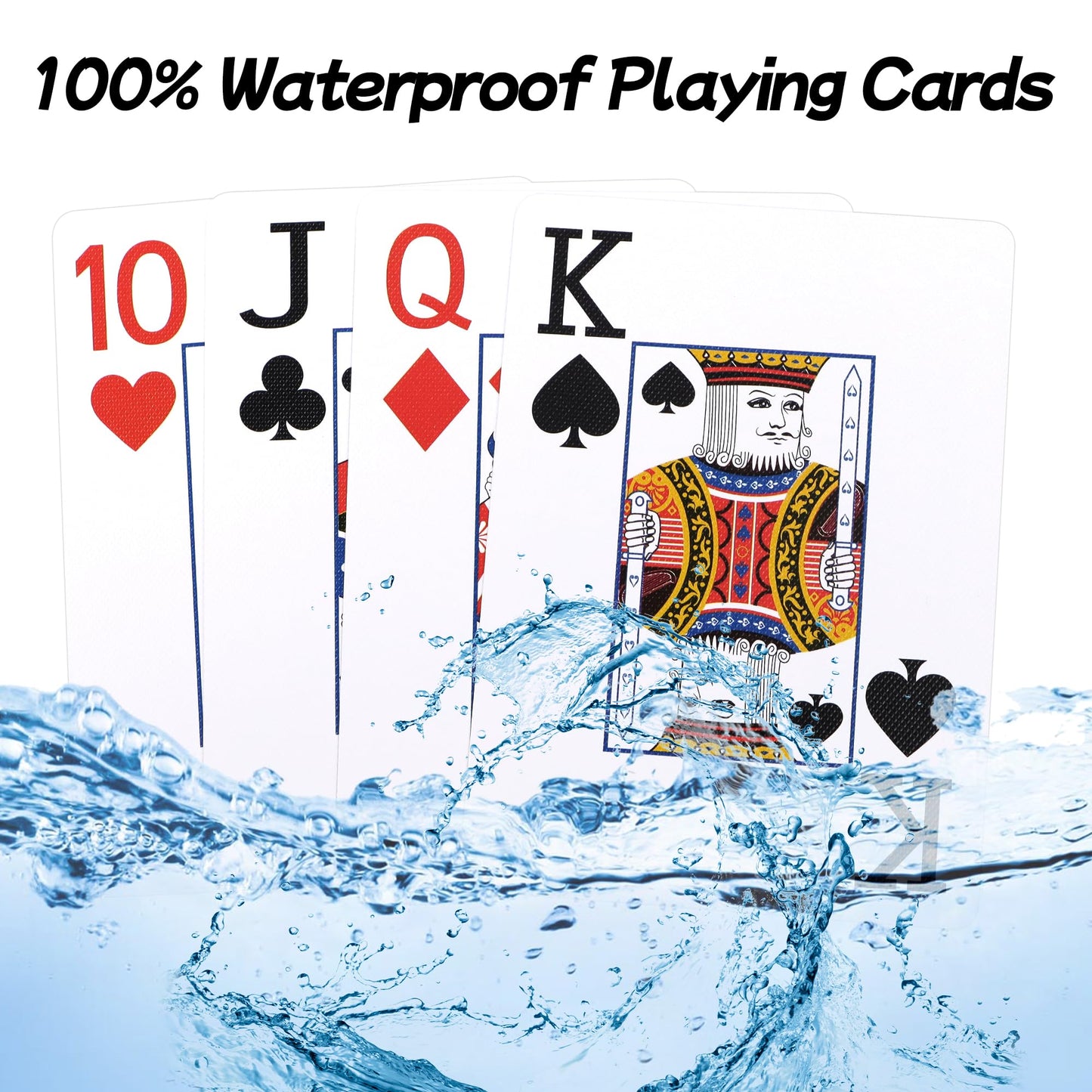Metsyth Waterproof Plastic Playing Cards – 6-Deck Blue, Jumbo Large Print, Poker Size