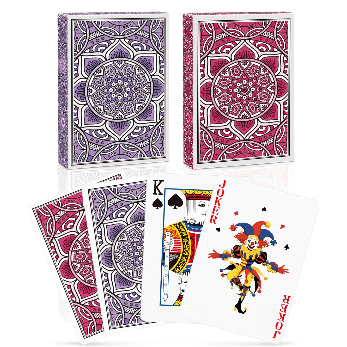 Metsyth Playing Cards 2 Pack – Pink & Purple Poker Size Decks for Go Fish, Pinochle, Bridge
