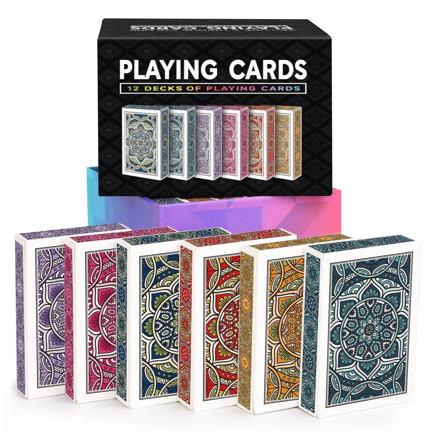 Metsyth Playing Cards 12 Pack – Durable, Colorful Decks for Family Game Night