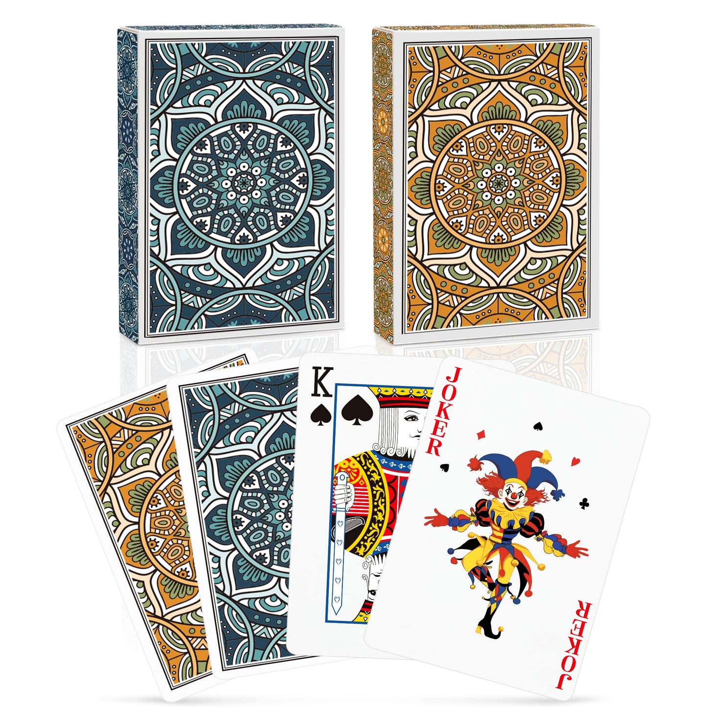 Metsyth Playing Cards 2 Pack – Green & Orange Poker Card Set for Adults