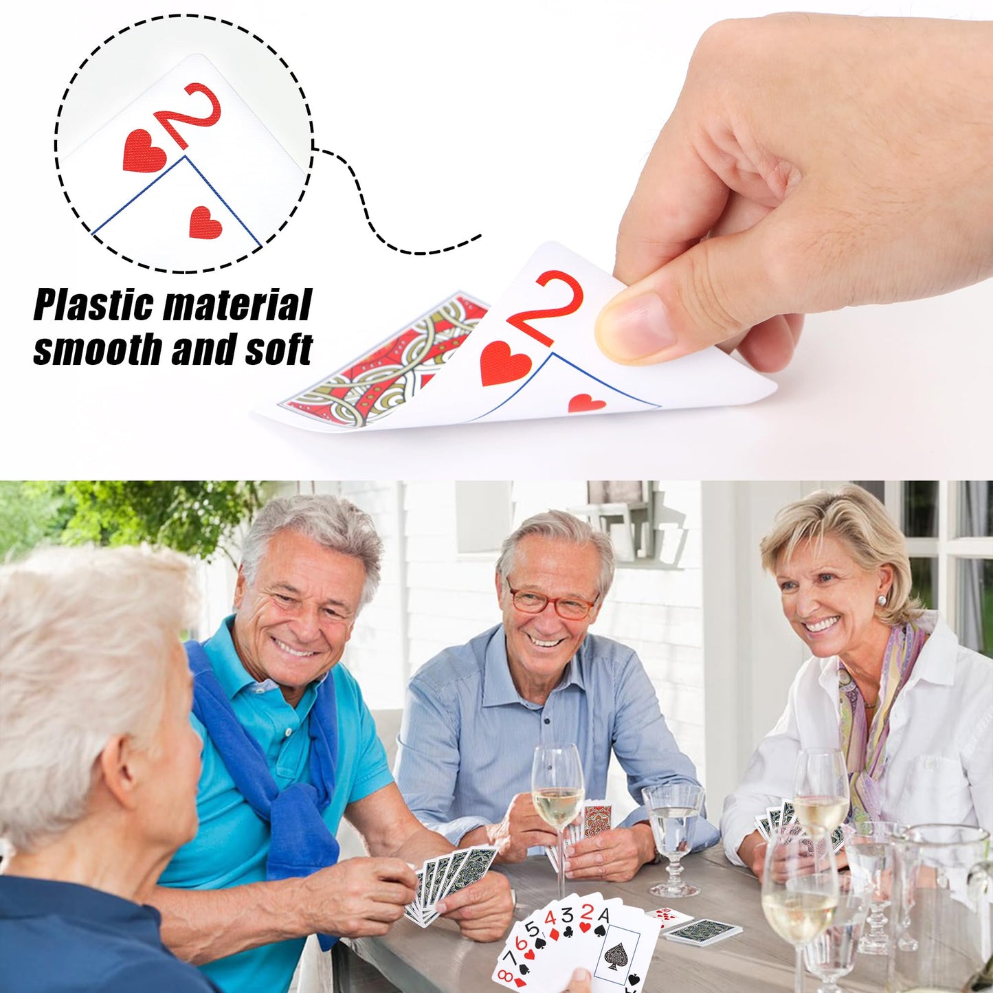 Metsyth 6 Pack Plastic Playing Cards – Waterproof, Jumbo Print, Poker Size, 6 Red Decks