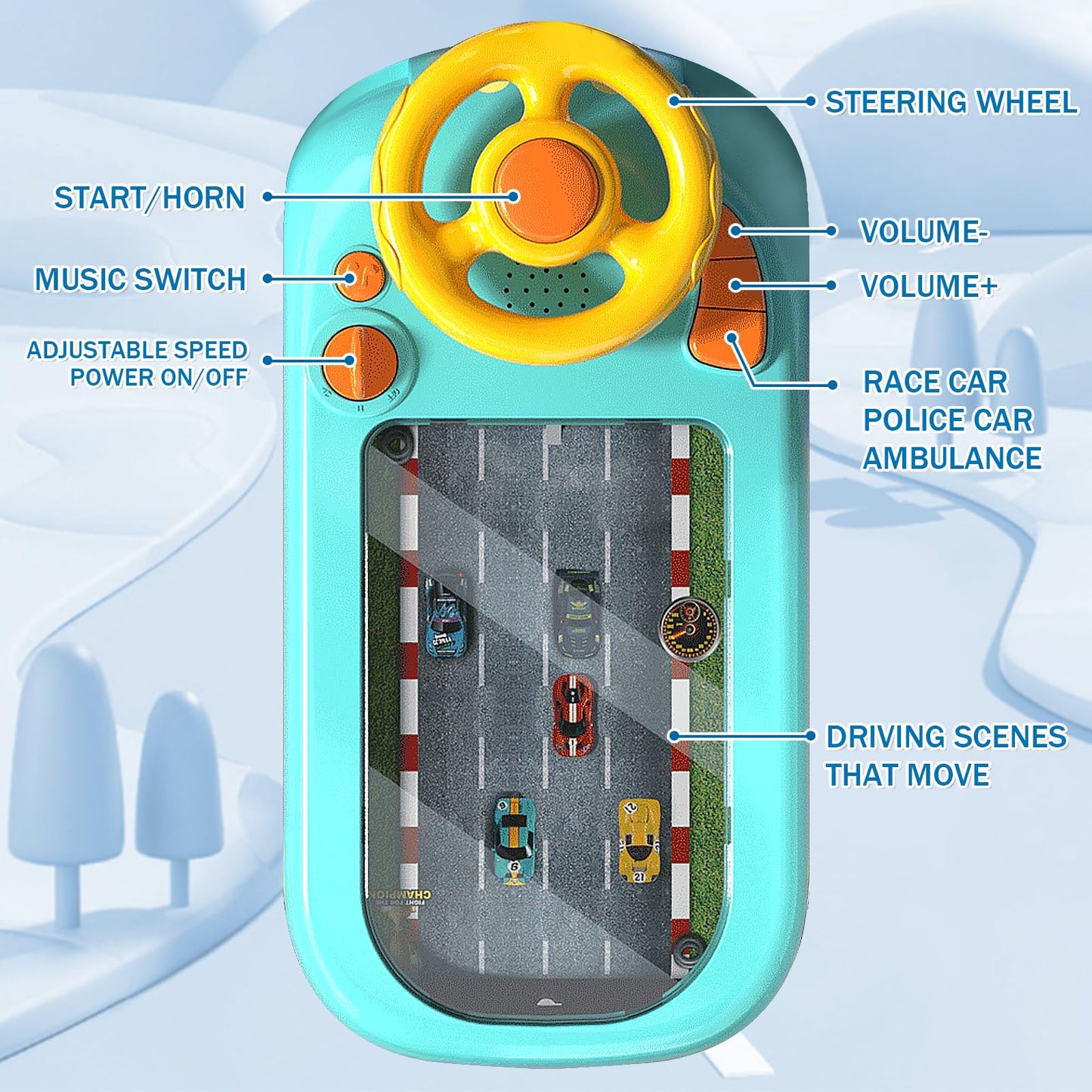Meuytrg Car Racing Adventure Toy with Steering Wheel – Musical Driving Fun for Ages 3+