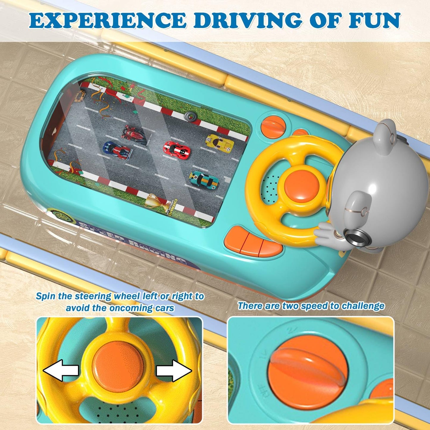 Meuytrg Car Racing Adventure Toy with Steering Wheel – Musical Driving Fun for Ages 3+