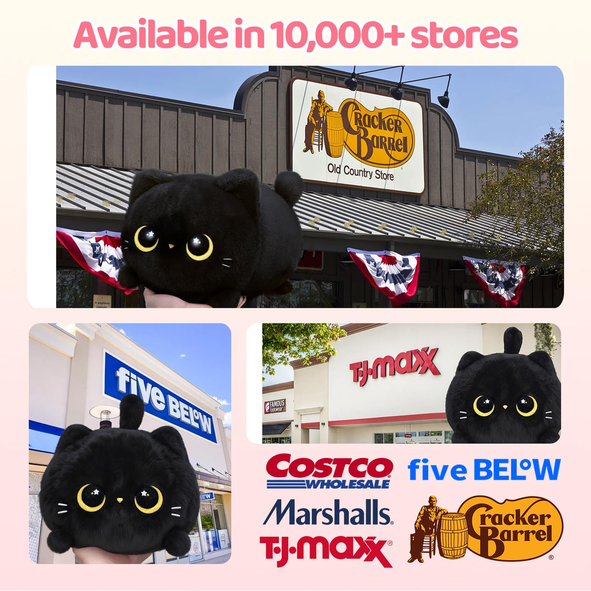 Mewaii Black Cat Plush — 8-Inch Soft Plush Toy, Cuddle Pillow, Anime Plushie Gift
