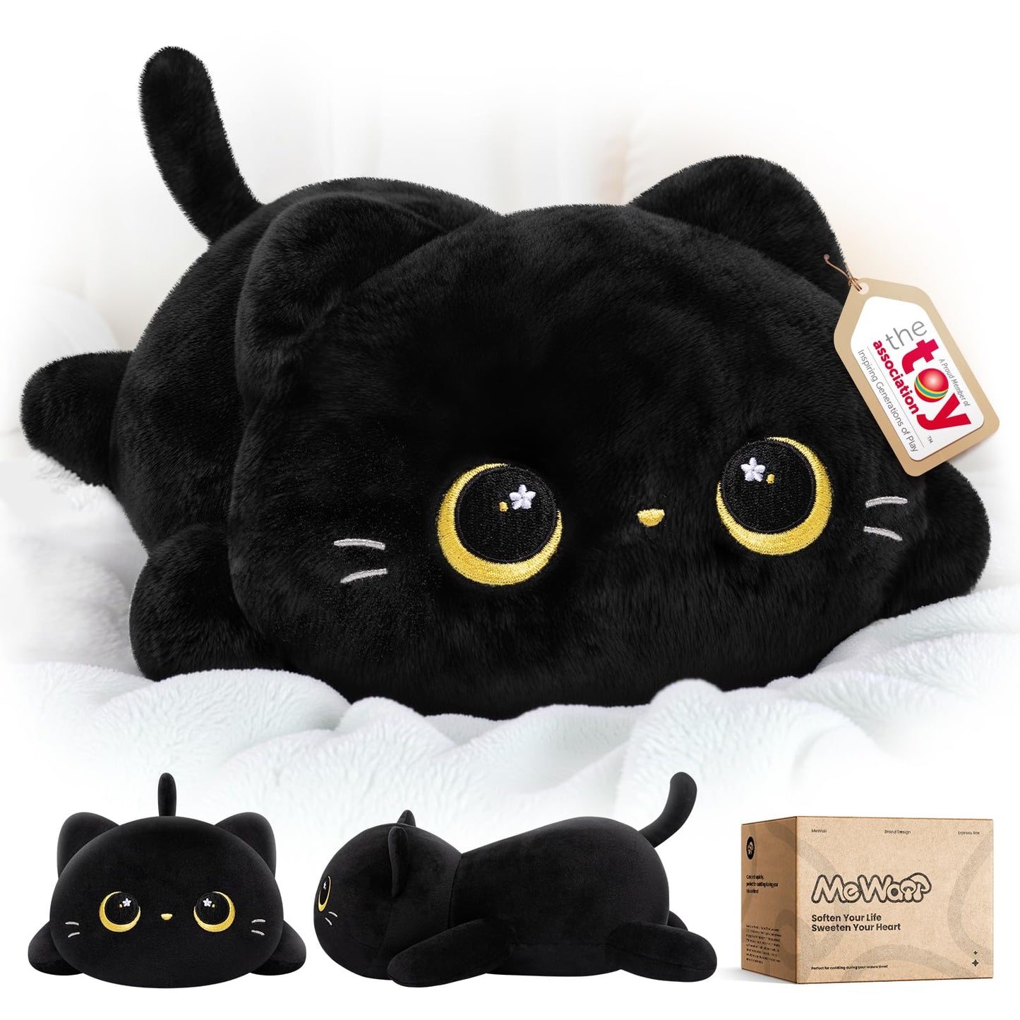 Mewaii Cute Black Cat Plush Pillow – 13-Inch Kawaii Cat Stuffed Toy