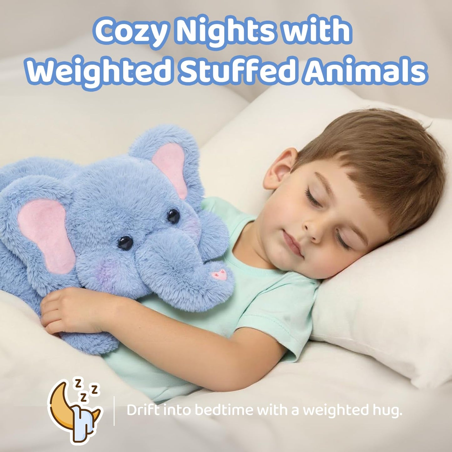 Mewaii Weighted Elephant Plush – 5 lb Adjustable Heated & Cooling 23-Inch Plush
