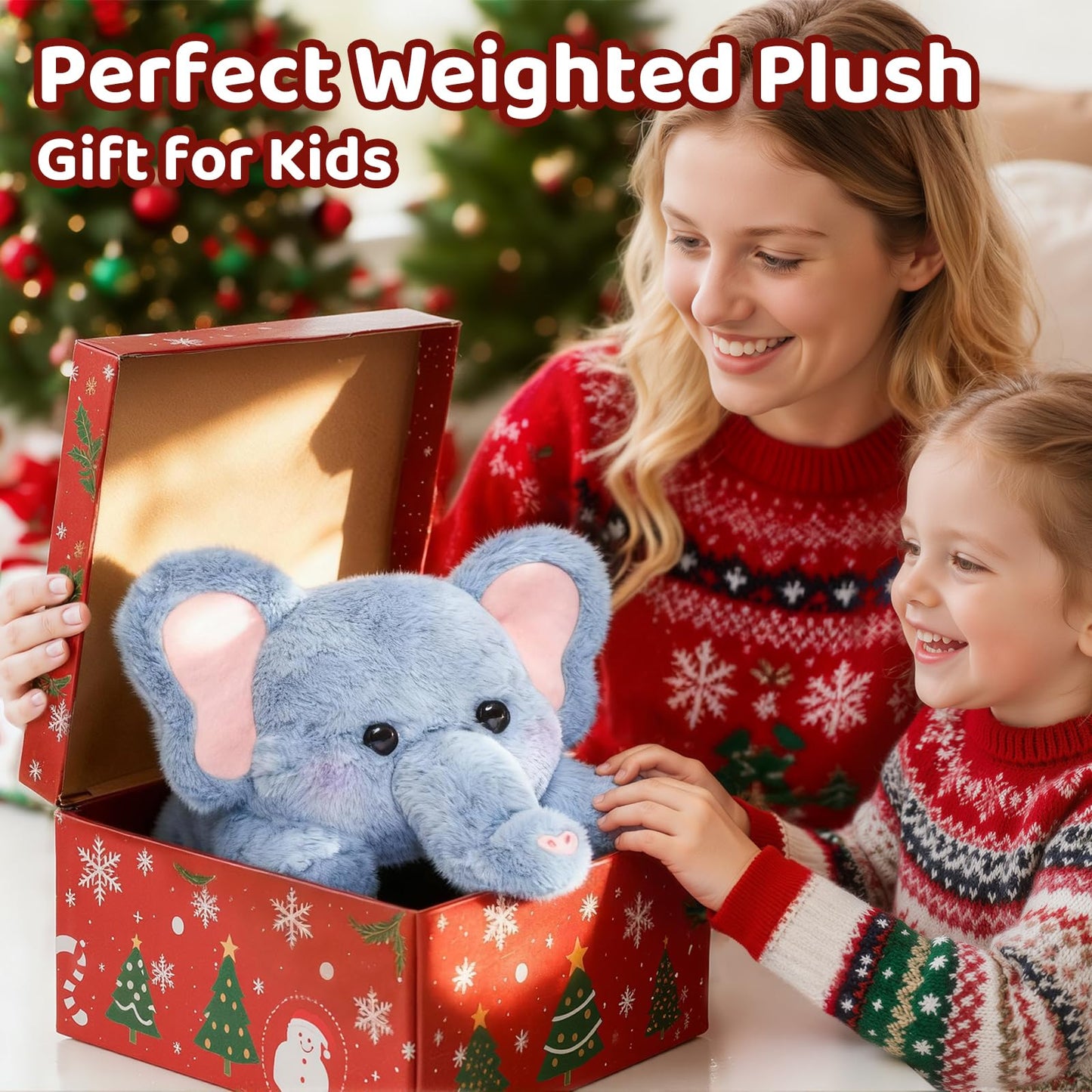 Mewaii Weighted Elephant Plush – 5 lb Adjustable Heated & Cooling 23-Inch Plush