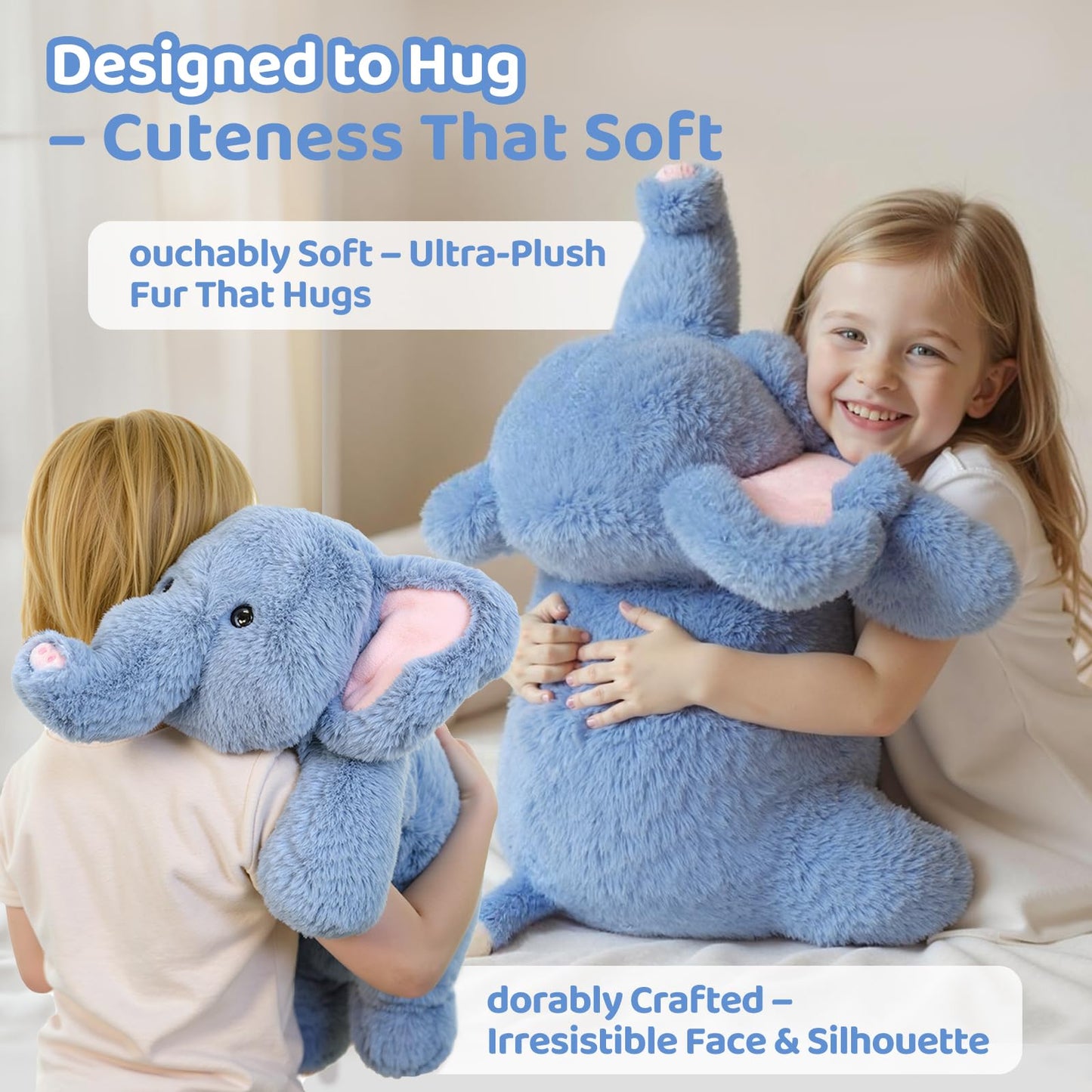 Mewaii Weighted Elephant Plush – 5 lb Adjustable Heated & Cooling 23-Inch Plush