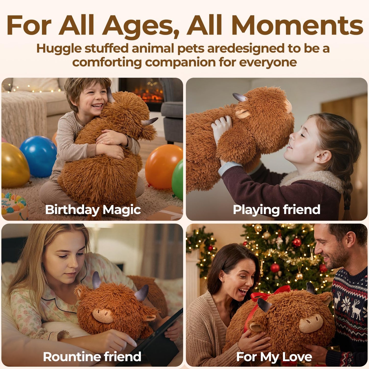 Mewaii Highland Cow Weighted Plush – 23in, 4 lb | Mom's Choice Award Winner