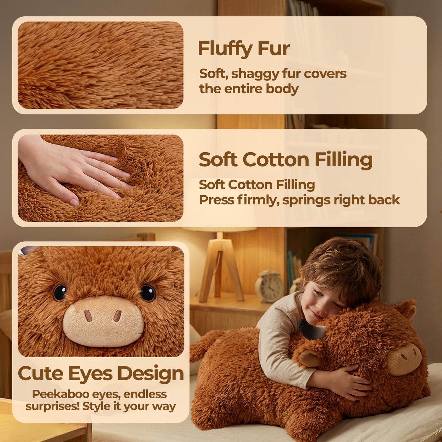 Mewaii Highland Cow Weighted Plush – 23in, 4 lb | Mom's Choice Award Winner