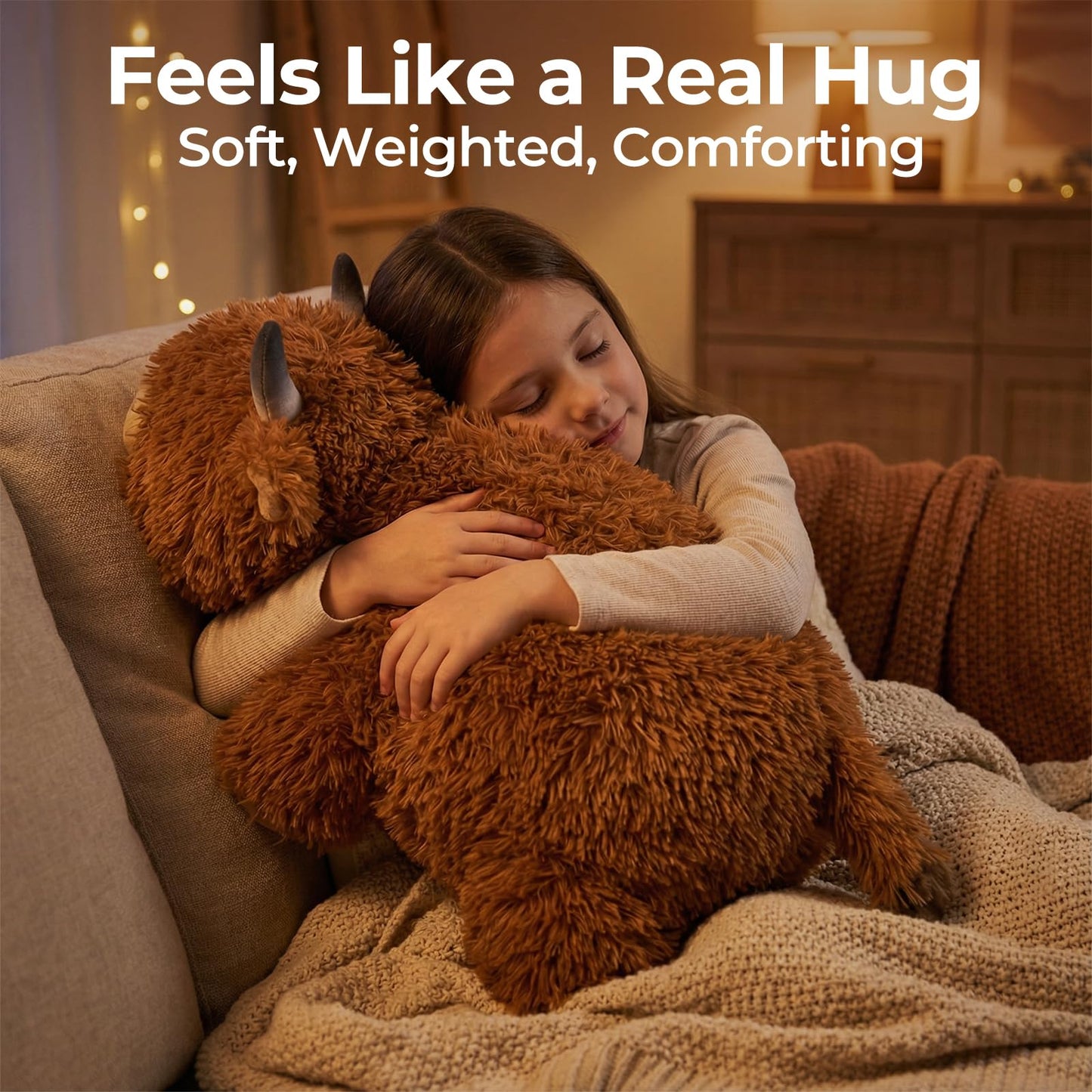 Mewaii Highland Cow Weighted Plush – 23in, 4 lb | Mom's Choice Award Winner
