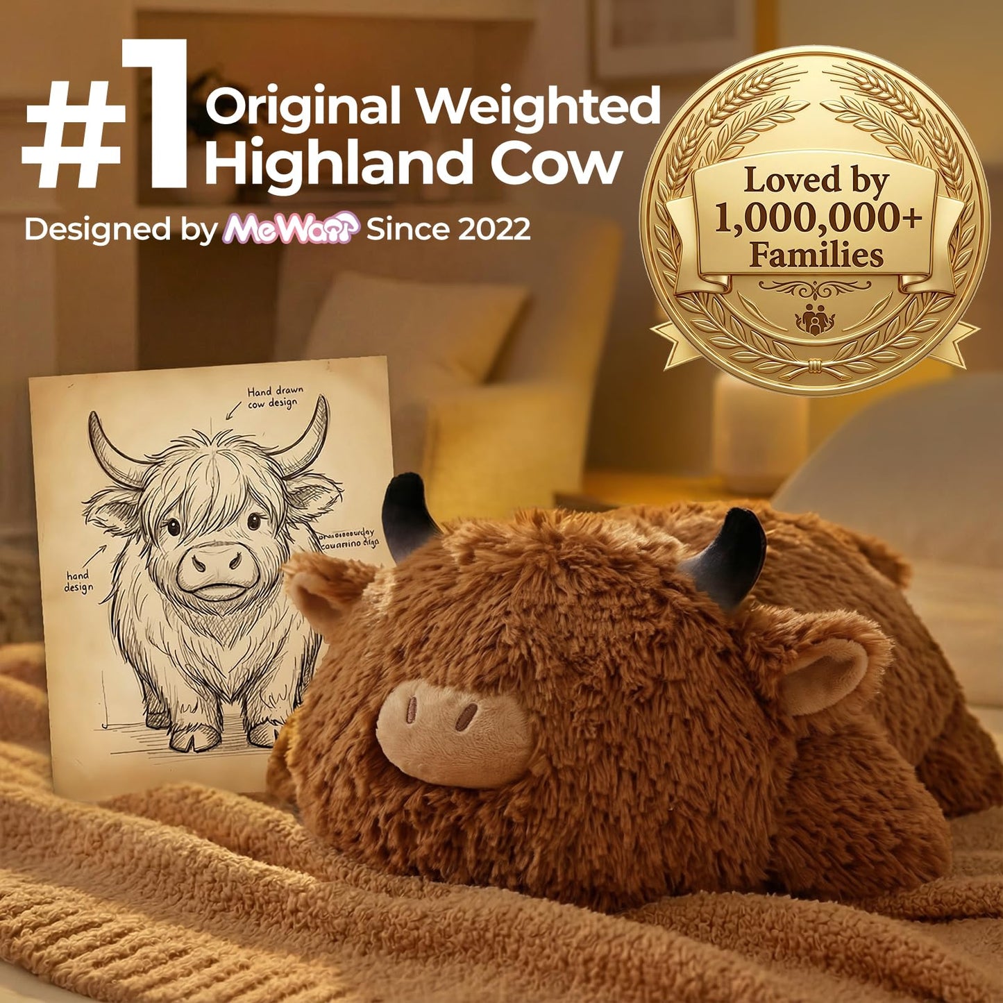 Mewaii Highland Cow Weighted Plush – 23in, 4 lb | Mom's Choice Award Winner