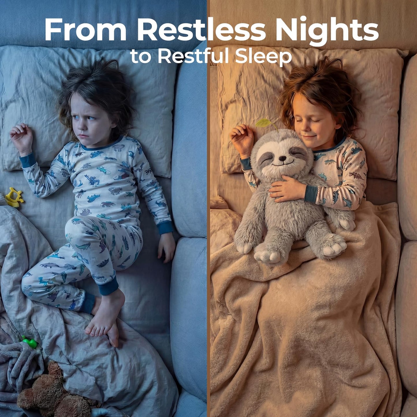 Mewaii 4 Lbs Weighted Sloth Plush with Heating Pad – 15-Inch Real Hug Feel, Soft Heated Plush for Kids