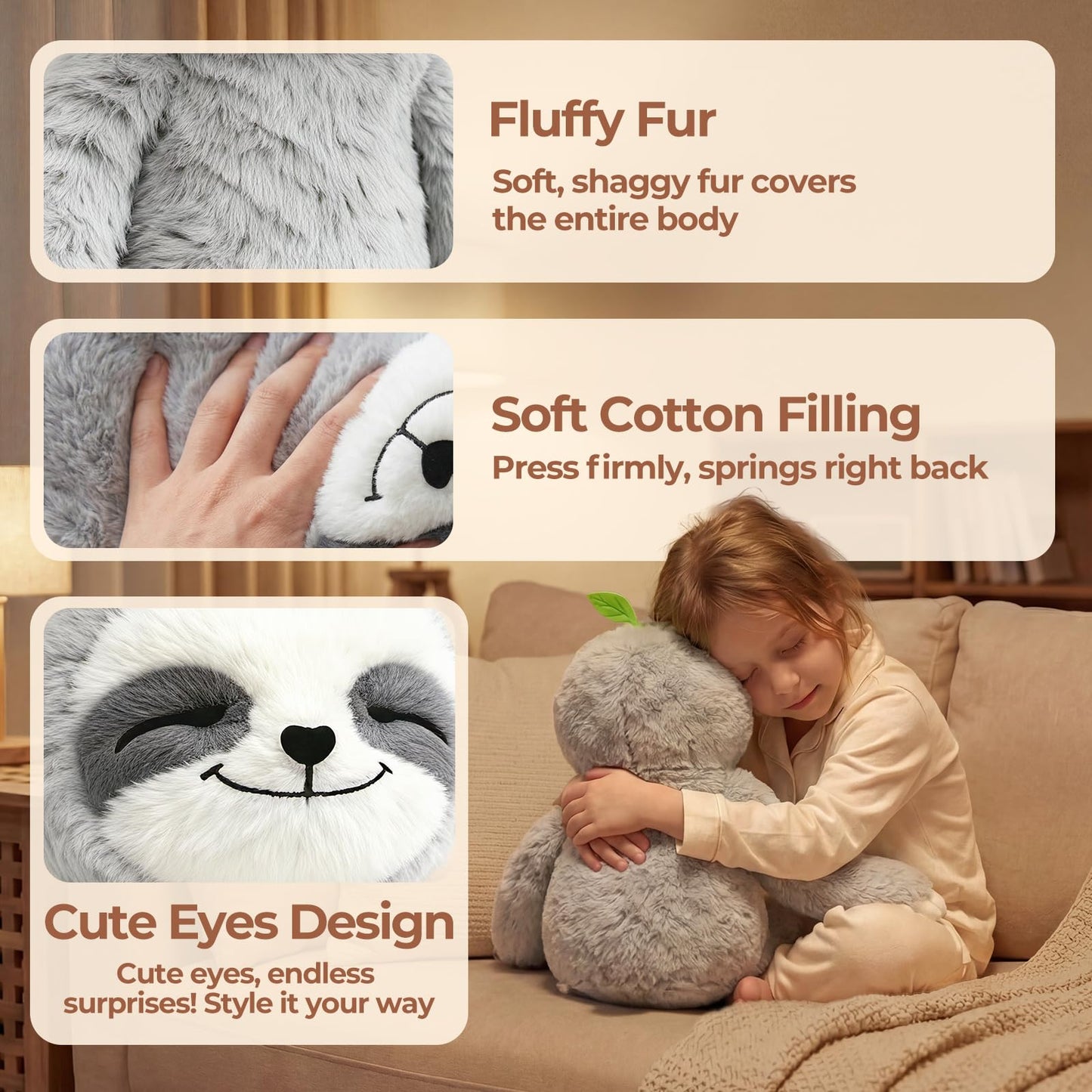Mewaii 4 Lbs Weighted Sloth Plush with Heating Pad – 15-Inch Real Hug Feel, Soft Heated Plush for Kids