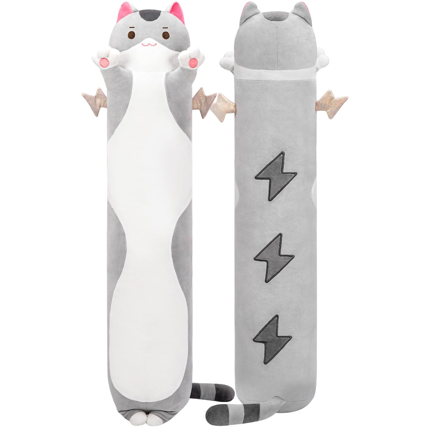 Mewaii Long Cat Plush 36in – Giant Body Pillow & Soft Grey Cat Stuffed Animal