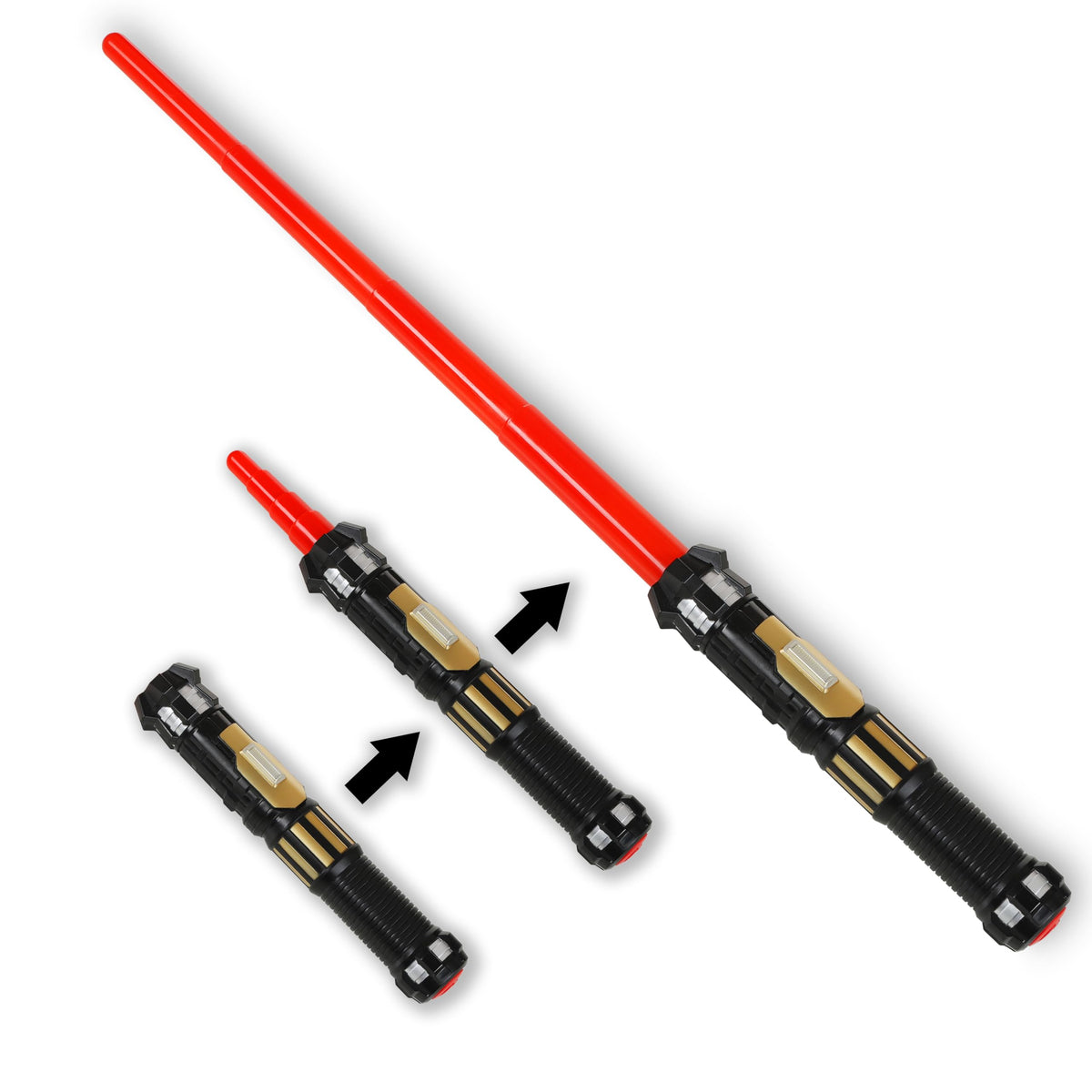 MewduMewdu Light Up Saber Toy — Fully Retracted LED Sword with FX Sound (Red)
