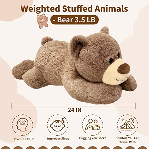 Mewkou 24-Inch Weighted Bear — Full-Body Hug Plush, 3.5 lb Weighted Toy & Pillow