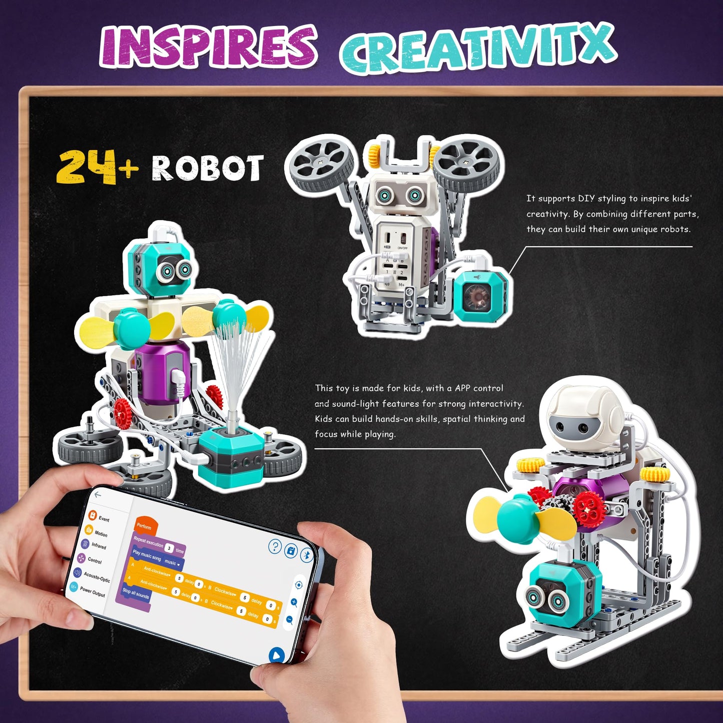MEWOCHEE 24-in-1 STEM Circuit Robotics Kit for Kids 8-12 | Hands-on Learning Toy, BPA-free ABS Plastic