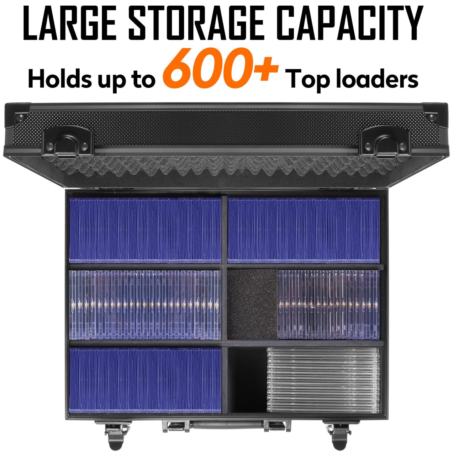 MewVeer Top Loader Case – 600+ Top Loaders, 2-Key Lock, Hard Case for Sports Cards