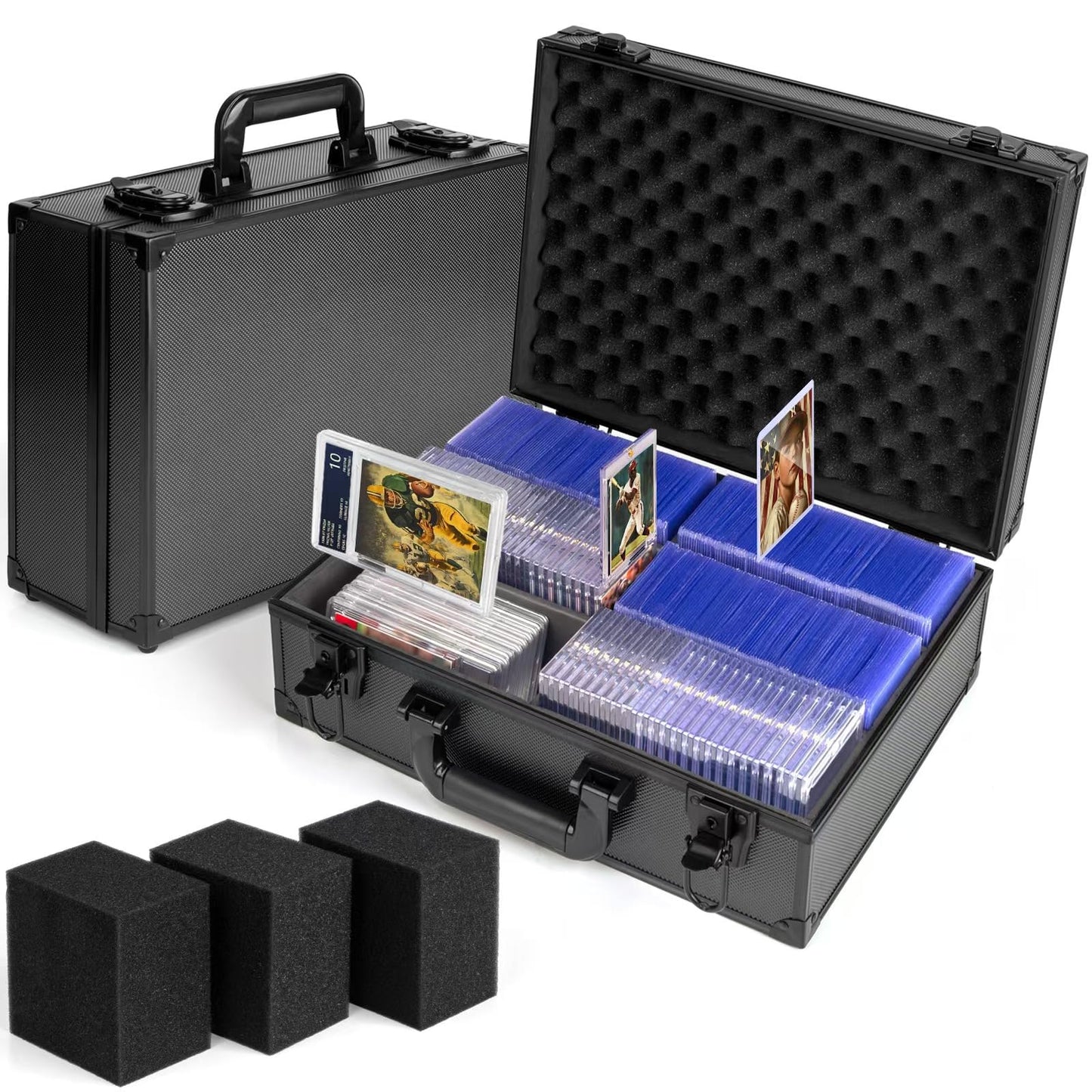 MewVeer Top Loader Case – 600+ Top Loaders, 2-Key Lock, Hard Case for Sports Cards