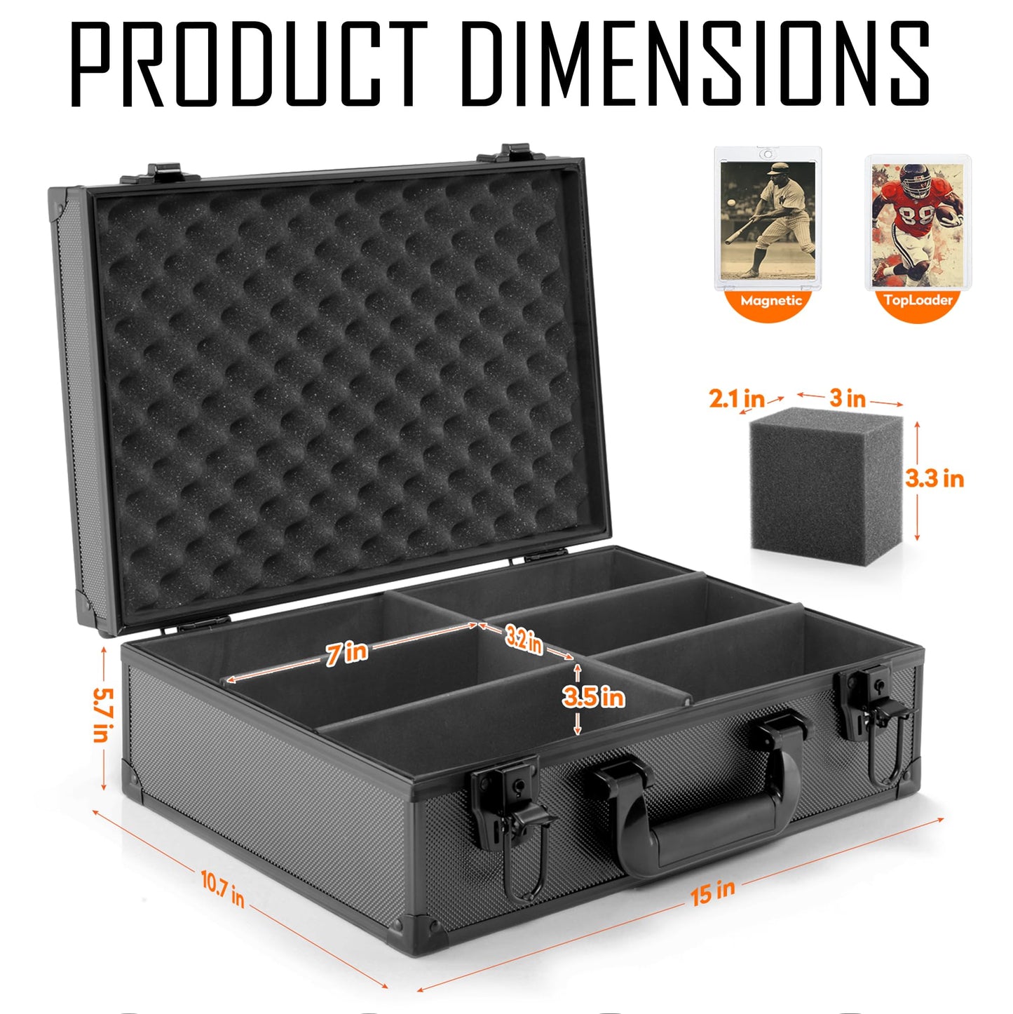 MewVeer Top Loader Case – 600+ Top Loaders, 2-Key Lock, Hard Case for Sports Cards