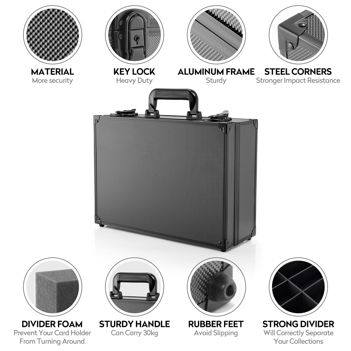 MewVeer Top Loader Case – 600+ Top Loaders, 2-Key Lock, Hard Case for Sports Cards